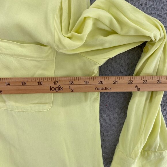Chicos Top Womens 1 US Medium Babette Citron Yellow Button Up Roll Tab Sleeves * - Picture 7 of 12